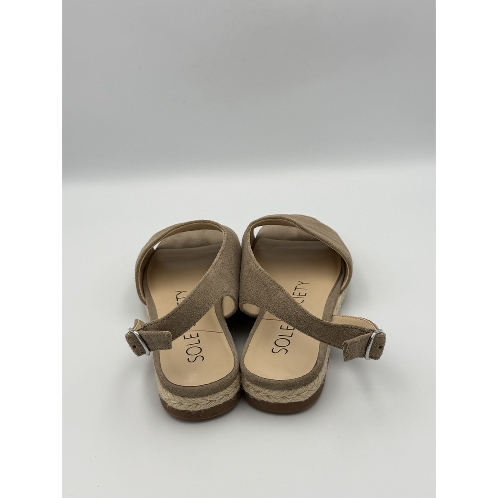 Sole Society Dolven Suede Slingback Espadrille Sandals 7.5M 38 Neutral Tan Beige - Picture 4 of 6